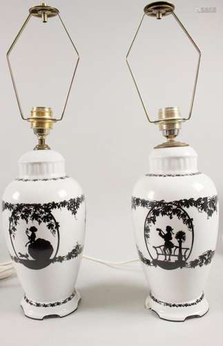 Paar einflammiger Jugendstil Tischlampen / A pair of Art Nou...