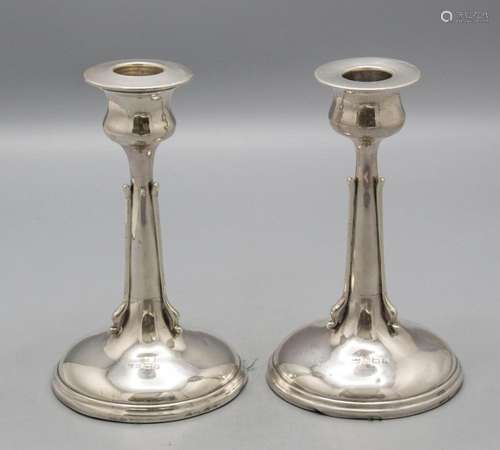 Paar Jugendstil Kerzenständer in Silber / A pair of Art Nouv...