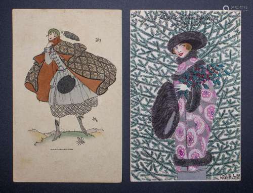 2 Jugendstil Künstlerkarten / 2 Art Nouveau artist postcards...