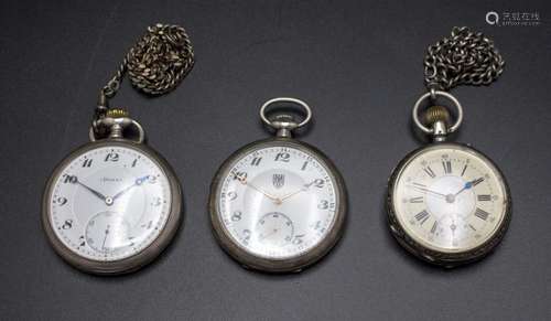 3 Silber-Taschenuhren / 3 silver pocket watches, Anfang 20. ...