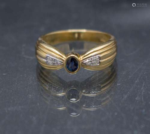 Damenring mit Saphir / A ladies 18ct gold ring with sappshir...