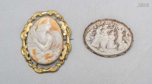 Zwei Kamee-Broschen / Two cameo brooches, 20. Jh.