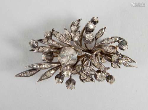 Barock Brosche / A Baroque 18ct gold and silver brooch with ...