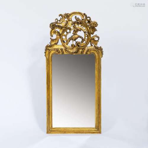 A Rococo-Mirror with Bird-Culmination.