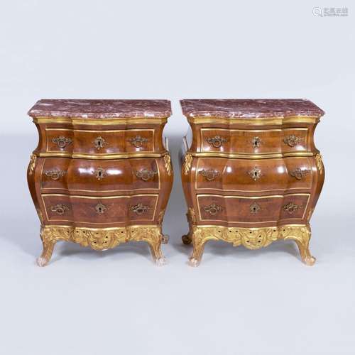 A Pair of Commodes in Style of Mathias Ortmann.