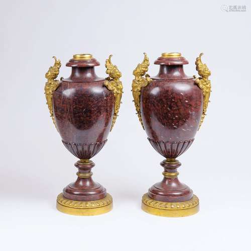 A Pair of Large Napoléon III Marble Urn Vases.