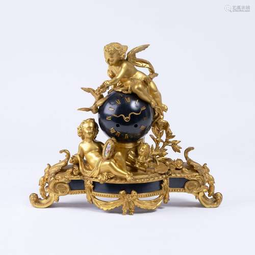 Raingo Frères est. 1825. A Napoleon III Pendule 'Amor crowni...