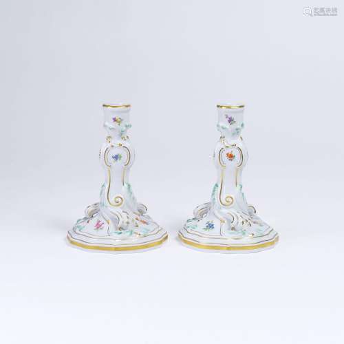 A Pair of Candlesticks with Strewing Flowers.