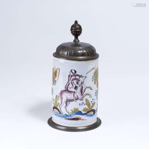 A Faience Tankard with Rider.