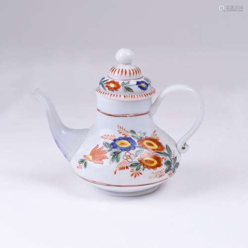 Milk Glass Jug with Flower Painting.