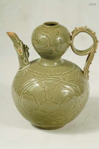 A green glazepainted pot