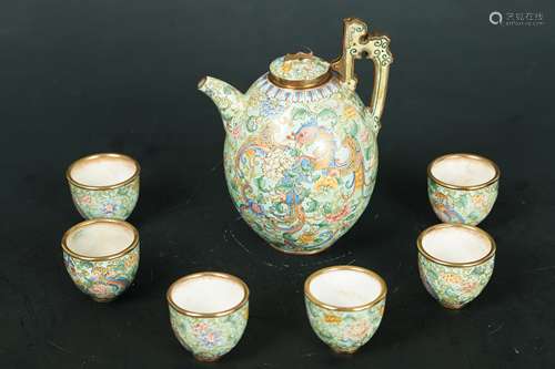 A set of Cloisonne Tea pot and cups