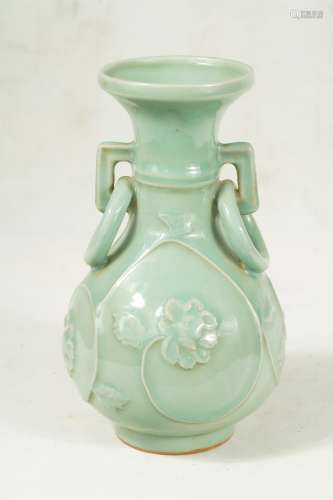 A Green Glazed double ear vase