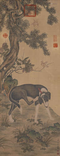 A Chinese Dog Painting，Lang Shinign