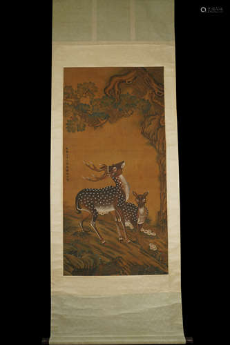 A Chinese Deers Painting,Shen Quan