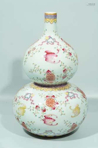 A Famille Rose Fushou Vase