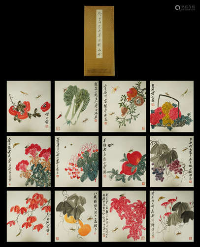 A Chinese Album of Flower and Fruits Painting,Qi Baishi