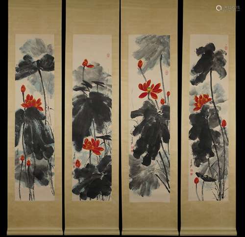 A Chinese Lotus Painting, Zhang Daqian