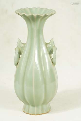 A Green Glazed double ear vase