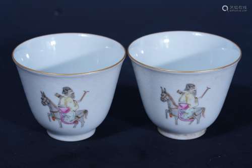 A Pair of Famille Rose Cup