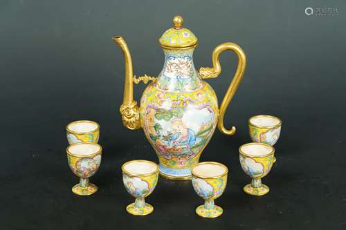 A Cloisonne Figure Tea set