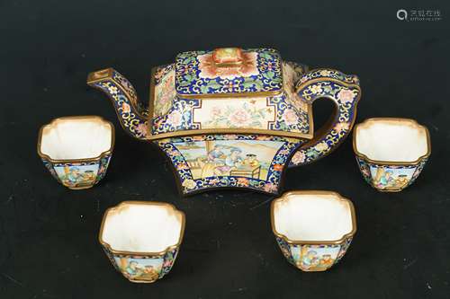 A Cloisonne Figure Tea set