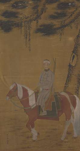 A Chinese Person with Horse Painting，Lang Shining