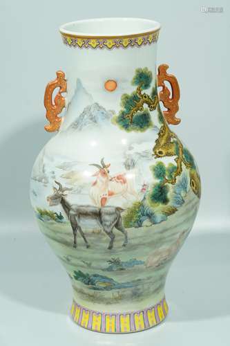 A Famille Rose Sanyangkaitai Vase