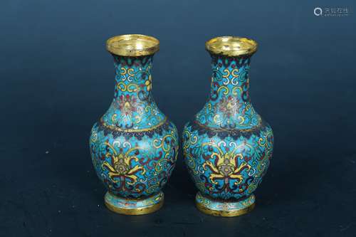 A Pair of Cloisonne flower vases