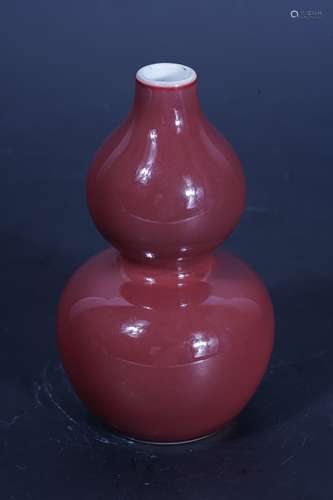 A Red Glazed Double-Gourd Vase