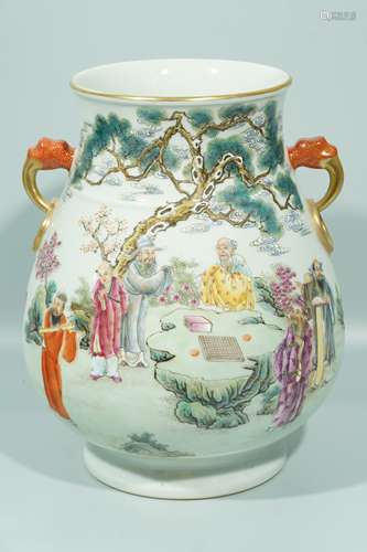 A Famille Rose Figure Vase