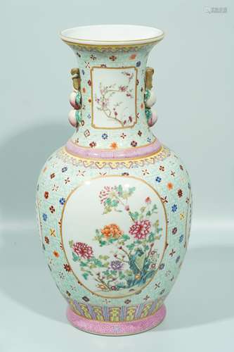 A Famille Rose Flower Vase