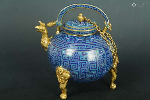 A Cloisonne Phoenix pot