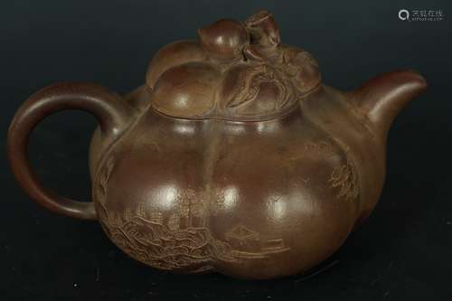 A Wang YinXian Lemon carving Yixing clay pot