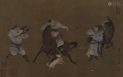 A Chinese Horse Riding painting，Qiuying