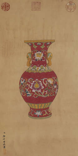 A Chinese Vase Painting ,Lang Shining