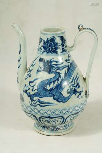 A Blue and White Dragon Pot