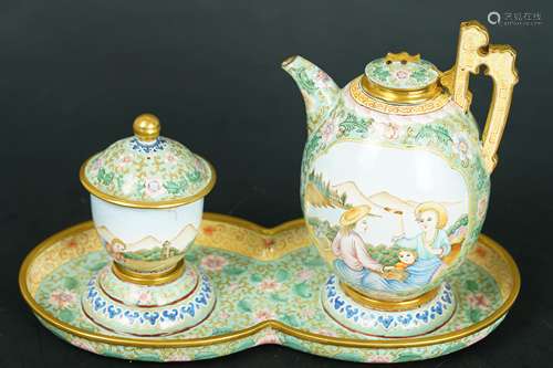 A Cloisonne Figure Tea set