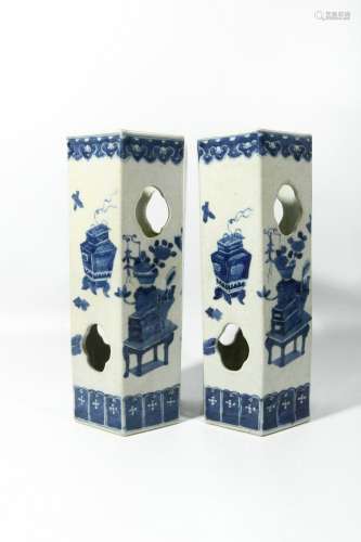 Blue And White Porcelain Antiques And Curios Square Hat Pot,...