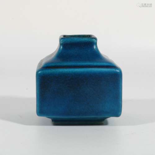 Blue Glaze Porcelain Square Water Vessel , China