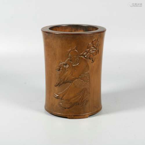 Zitan Rosewood Carving Brush Pot, China