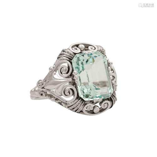 Art Déco Ring mit Aquamarin ca. 5 ct,