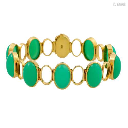 Armband mit 10 ovalen Chrysoprasen,