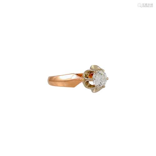 Solitärring mit Diamant im Übergangsschliff von ca. 0,83 ct,