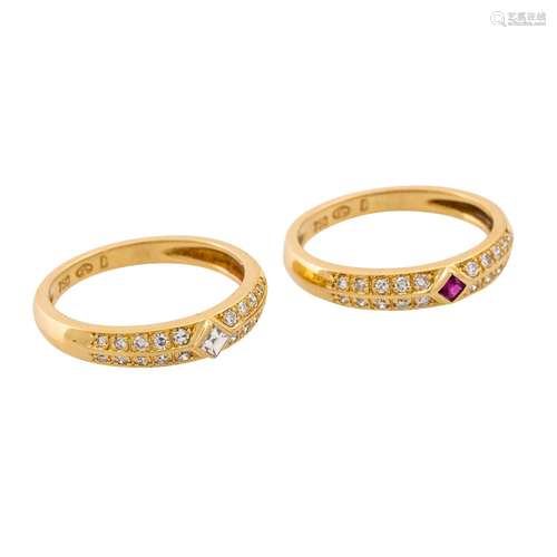 LAUDIER Ringset 2-teilig mit Diamanten zus. ca. 0,4 ct,