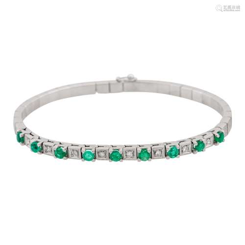 Armband mit Smaragden und Diamanten zus. ca. 0,16 ct,