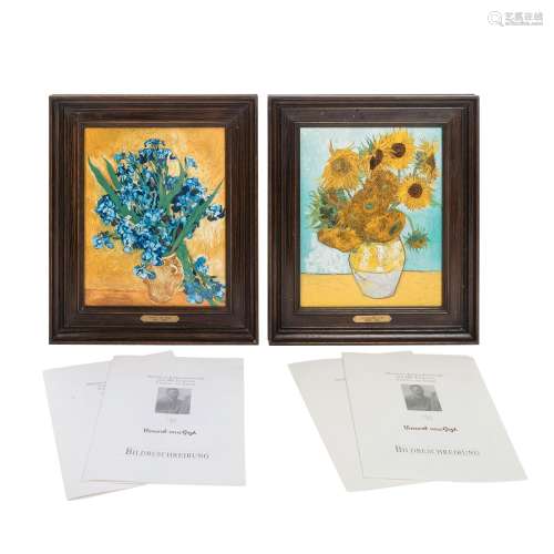 DELFT zwei Porzellanbildplatten "Van Gogh", limiti...