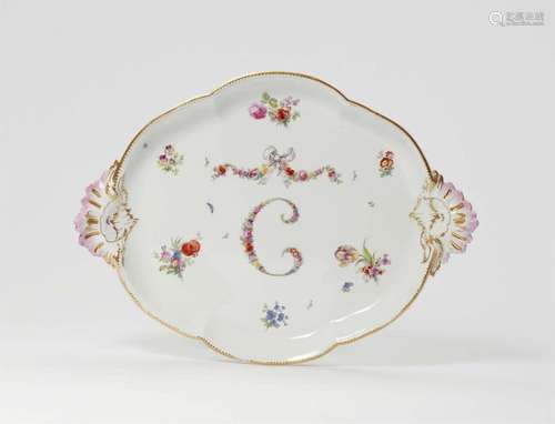 A Berlin KPM porcelain tray monogrammed "C"