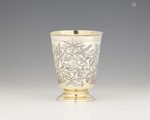 A large Rococo silver beaker