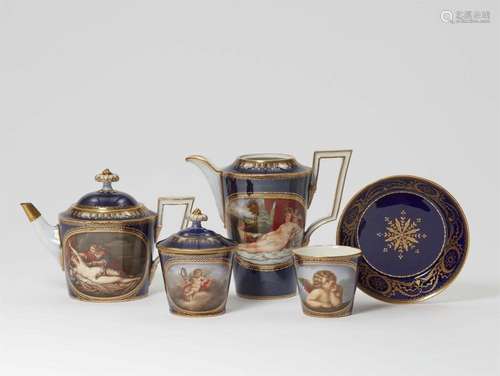 Five items from a Meissen porcelain service with copies of p...